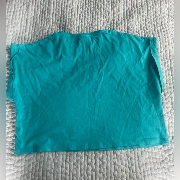 Zara kids blue flowy crop tee with cute sleeves. size 11-12 NWOT - Picture 2 of 3